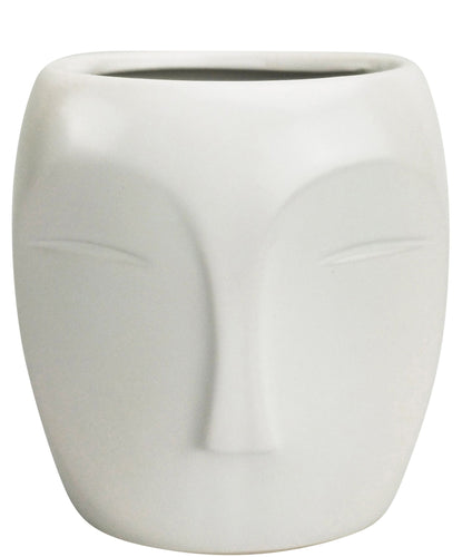 Aztec Face Vase - White Small