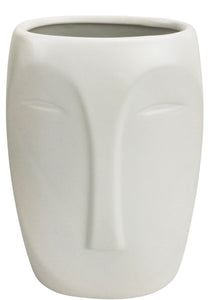 Aztec Face Vase - White Medium